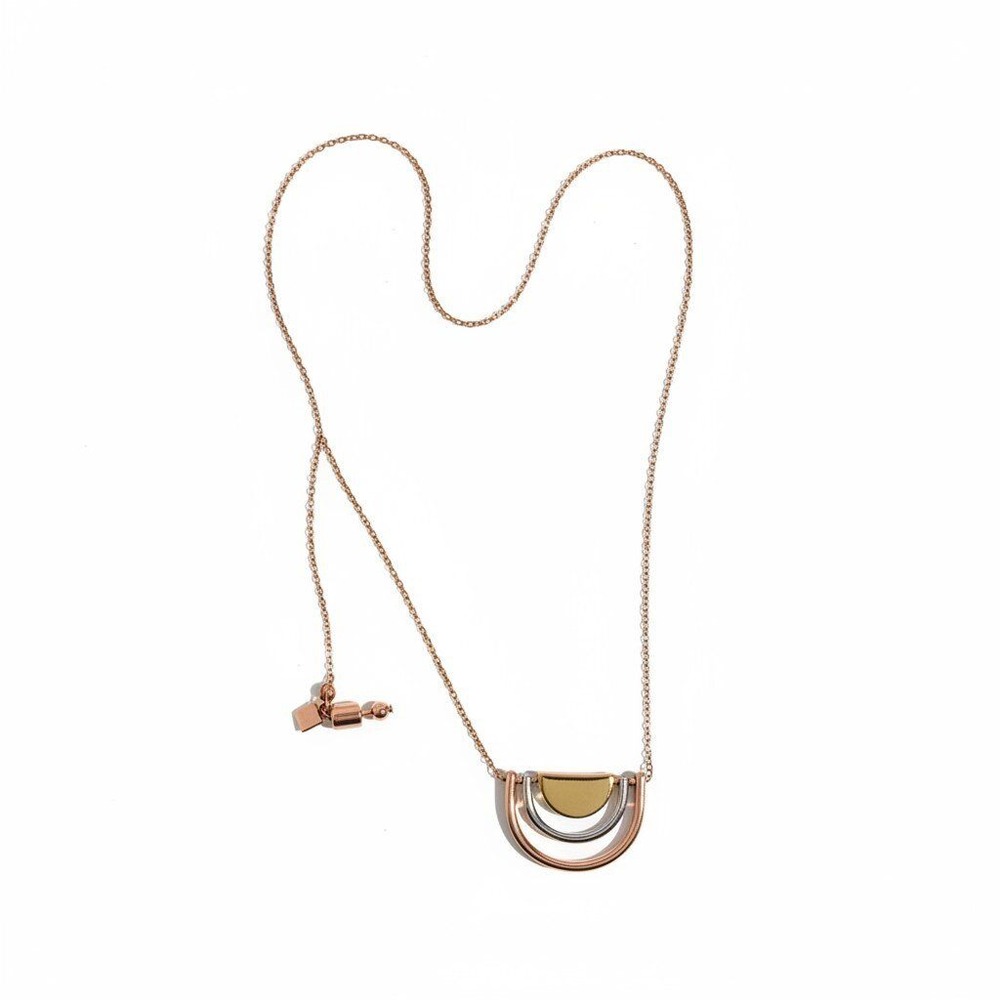 Banana Republic Womens OS Tri-Tone‎ Geometric Crescent Necklace Vintage Casual